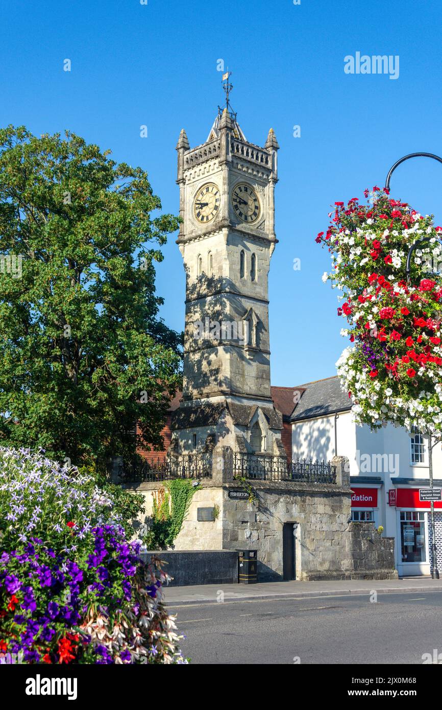 14. Century Salisbury Clock Tower, Fisherton Street, Salisbury, Wiltshire, England, Vereinigtes Königreich Stockfoto