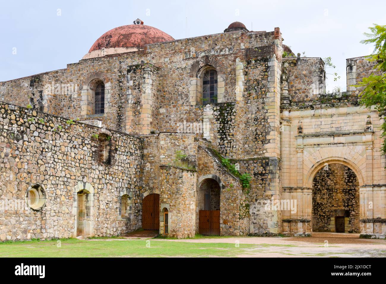 Das berühmte ehemalige Kloster von Santiago Apóstol, Cuilapan de Guerrero, Bundesstaat Oaxaca, Mexiko Stockfoto