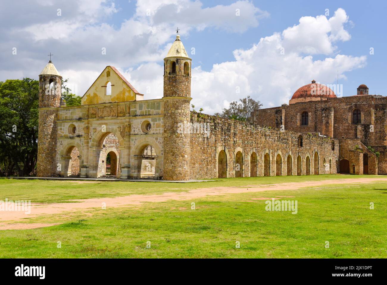 Das berühmte ehemalige Kloster von Santiago Apóstol, Cuilapan de Guerrero, Bundesstaat Oaxaca, Mexiko Stockfoto