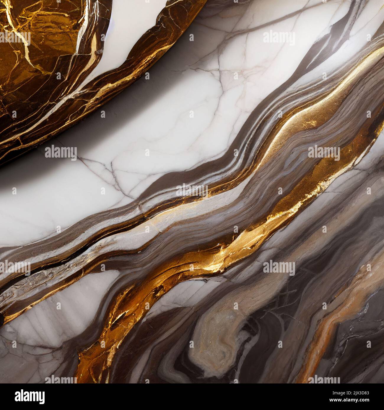 Hintergrund des Marmormusters mit goldenen Linien - Digital Generate Image Stockfoto