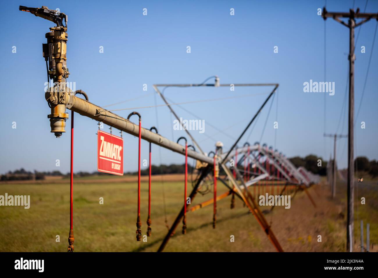 Center Pivot Bewässerungssystem von Zimmatic. Stockfoto