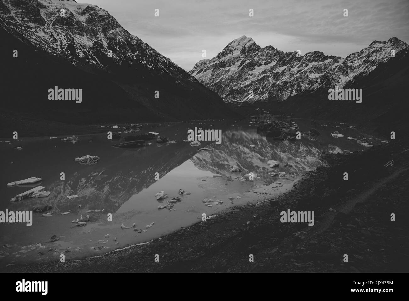 Hure-Gletscher in Mount Cook, Neuseeland Stockfoto