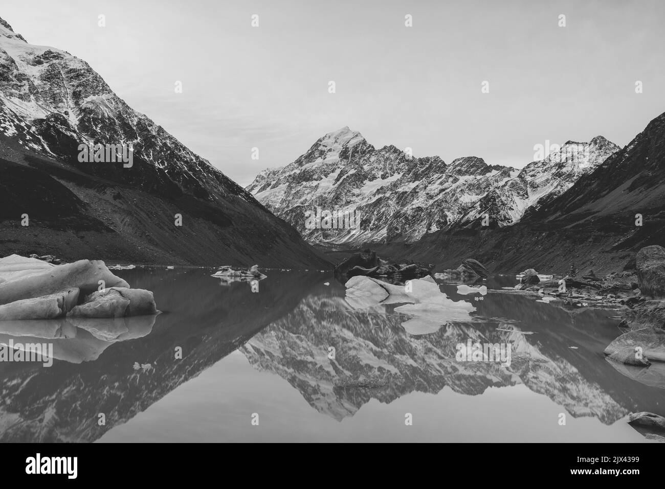 Hure-Gletscher in Mount Cook, Neuseeland Stockfoto