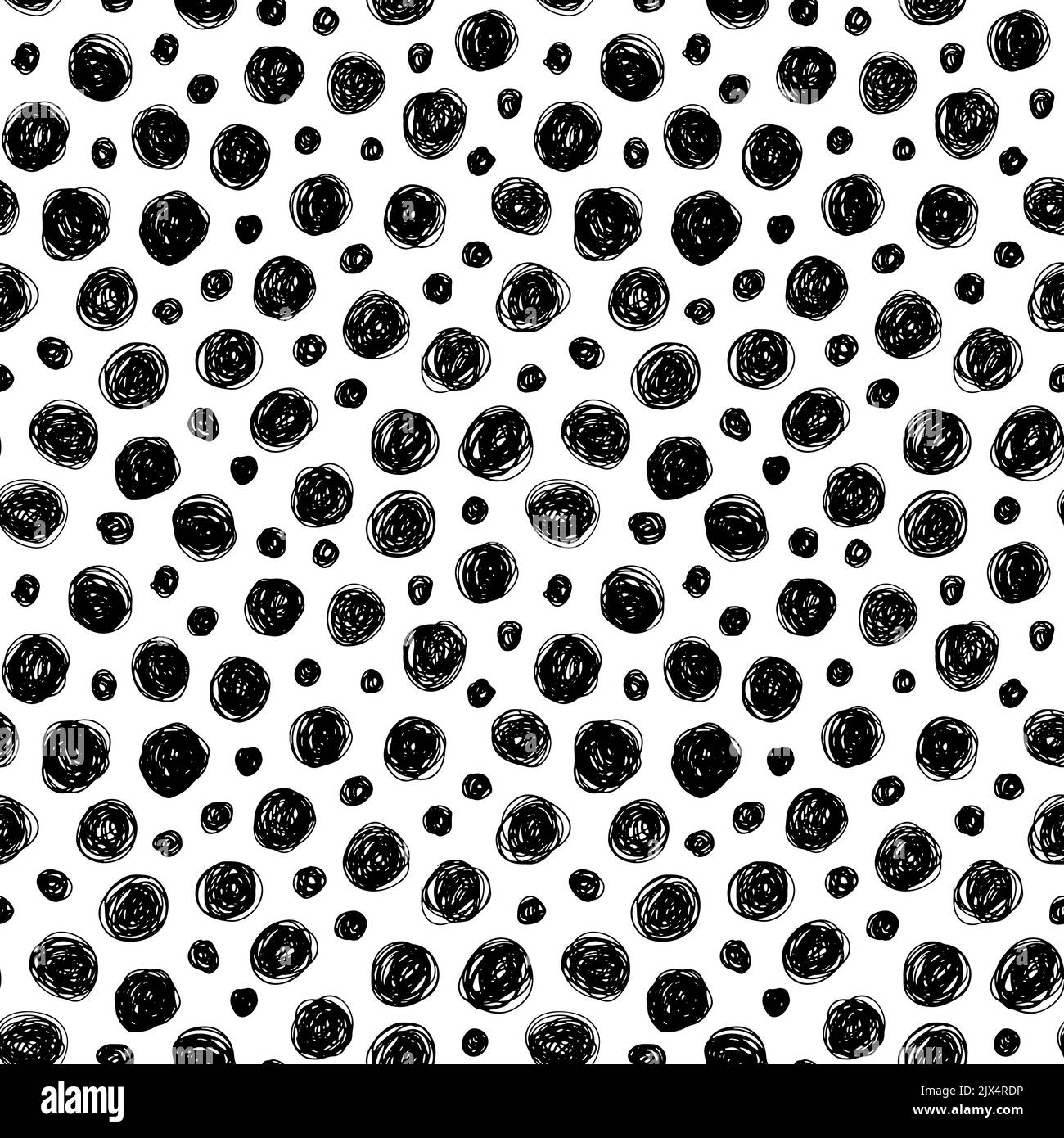 Handgezeichnetes Doodle kleine Kreise nahtloses Muster. Stock Vektor