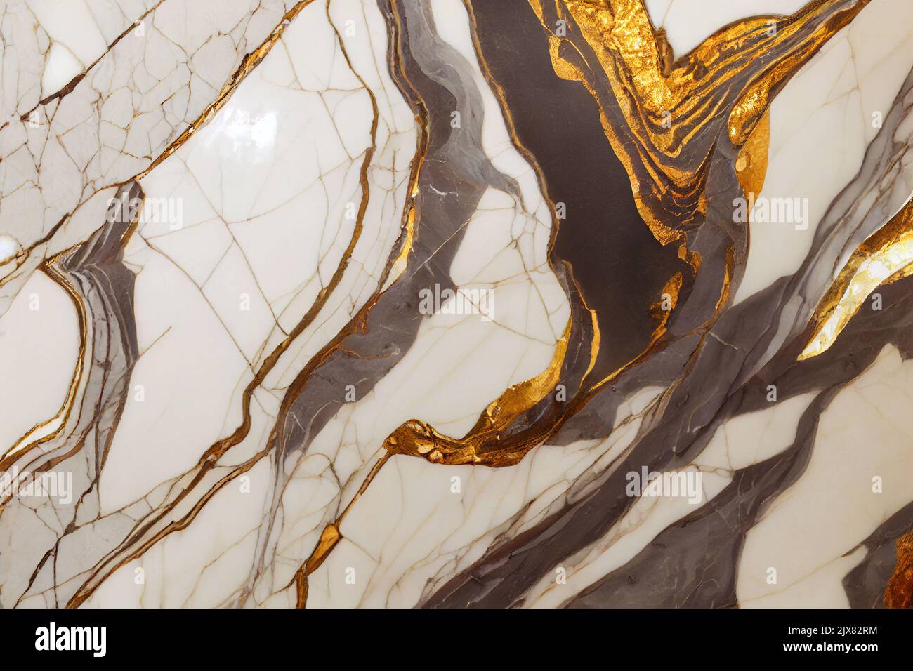 Hintergrund des Marmormusters mit goldenen Linien - Digital Generate Image Stockfoto
