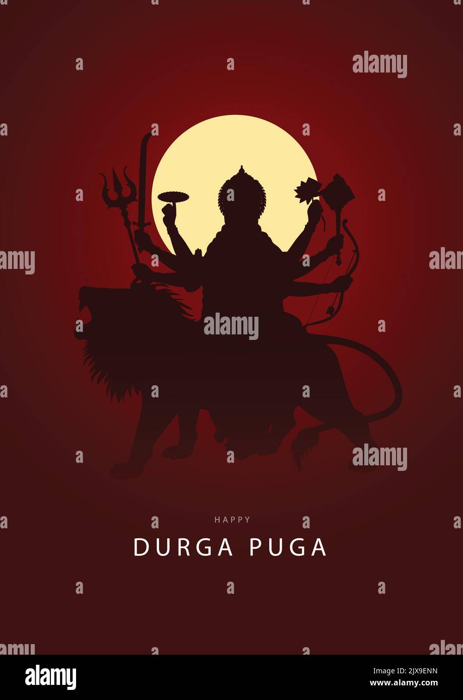 indischer Gott durga in Happy Durga Puja Subh Navratri Hintergrund. vektor-Illustration Stock Vektor