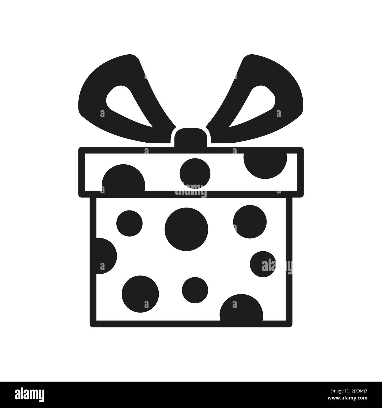 Vector Winterlogo-Design. Schwarz-weiße Weihnachtsbox mit git-Symbol Stock Vektor