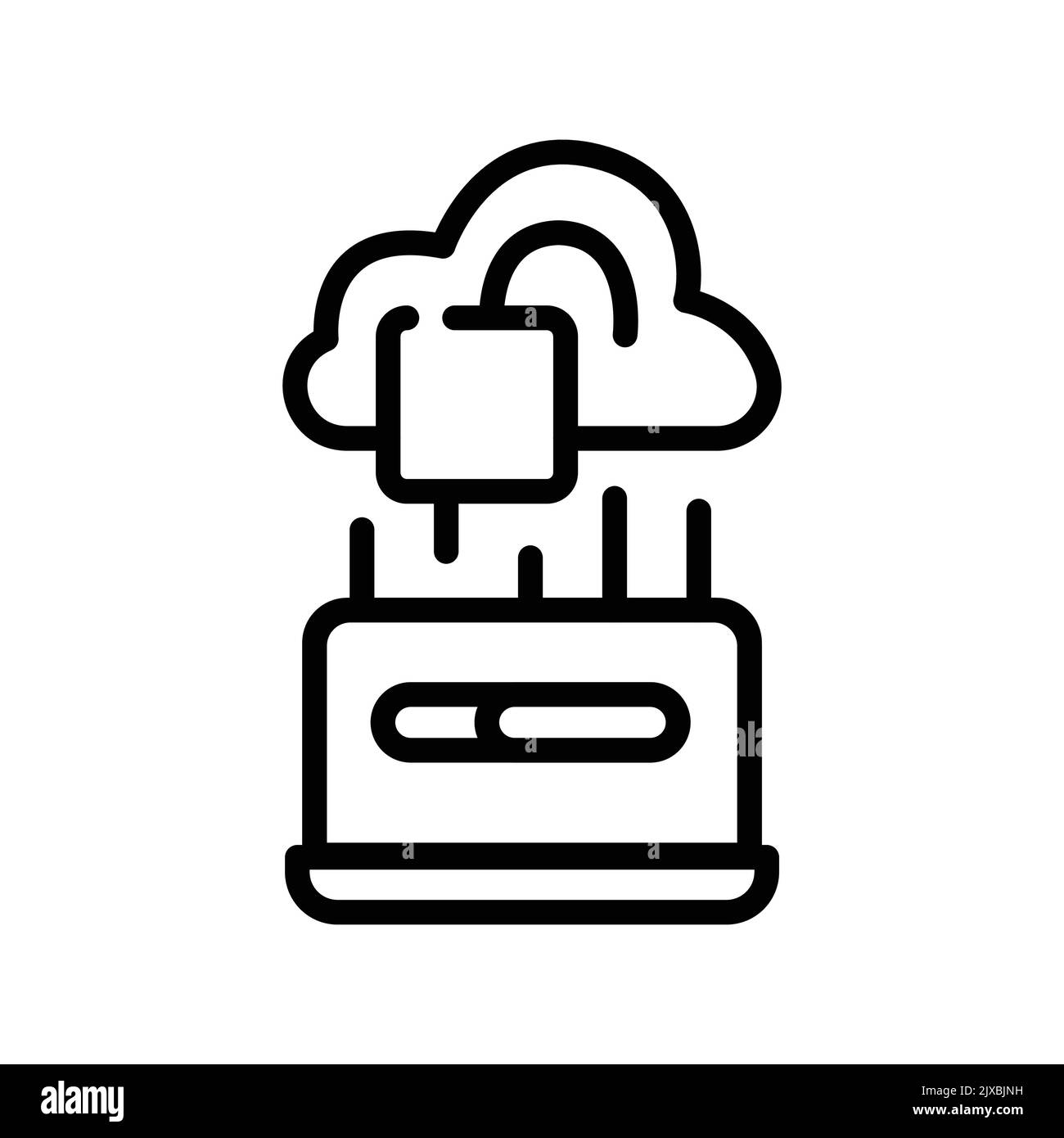 Symbol für die farbige Linie für Cloud-Hacking. Piktogramm für Webseite Stock Vektor