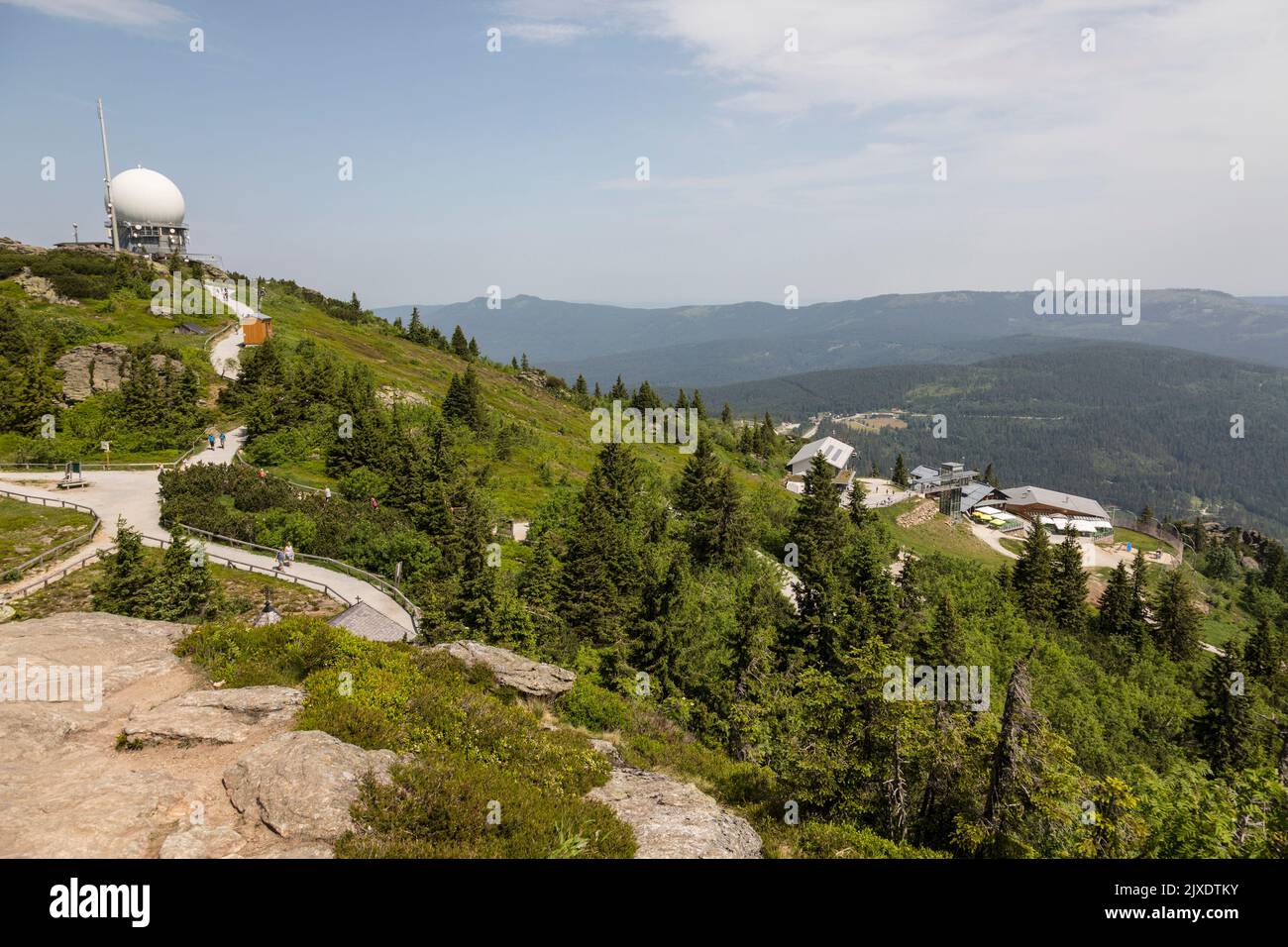 Gipfel des Berges Great Arber von Süden aus gesehen. Bayerischer Wald, Bayern, Deutschland Stockfoto