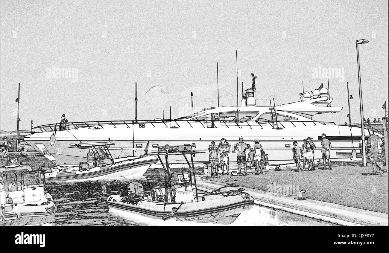 Luxusyatch im Hafen von Saint Tropez, Var, Provence-Alpes-Cote d’Azur, Frankreich (Abbildung) Stockfoto