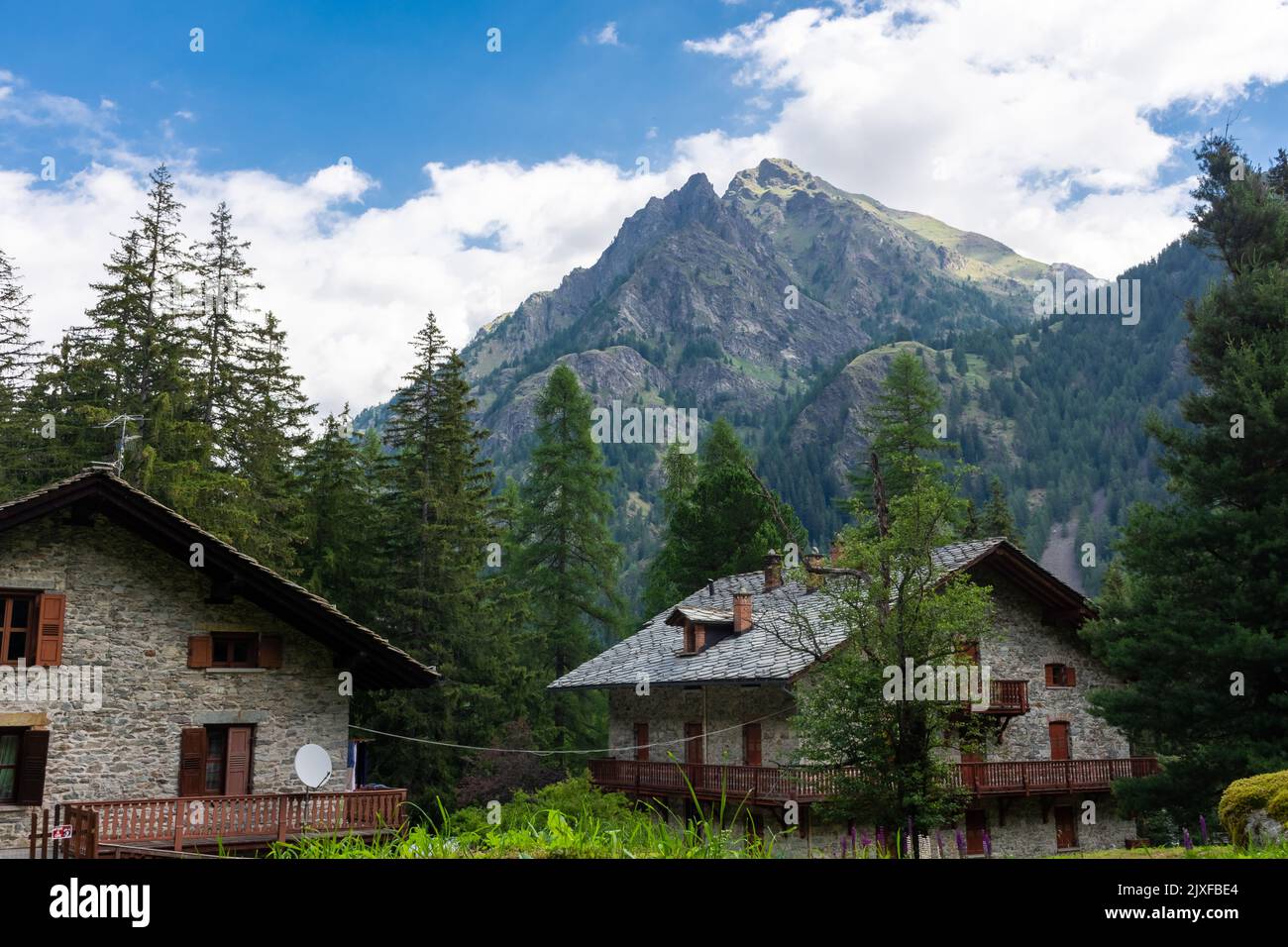 Berge von Gressoney Saint Jean in den italienischen Alpen Stockfoto