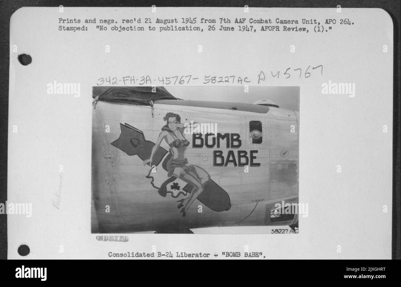 Konsolidierter B-24-Liberator - „Bomb Babe“. Stockfoto