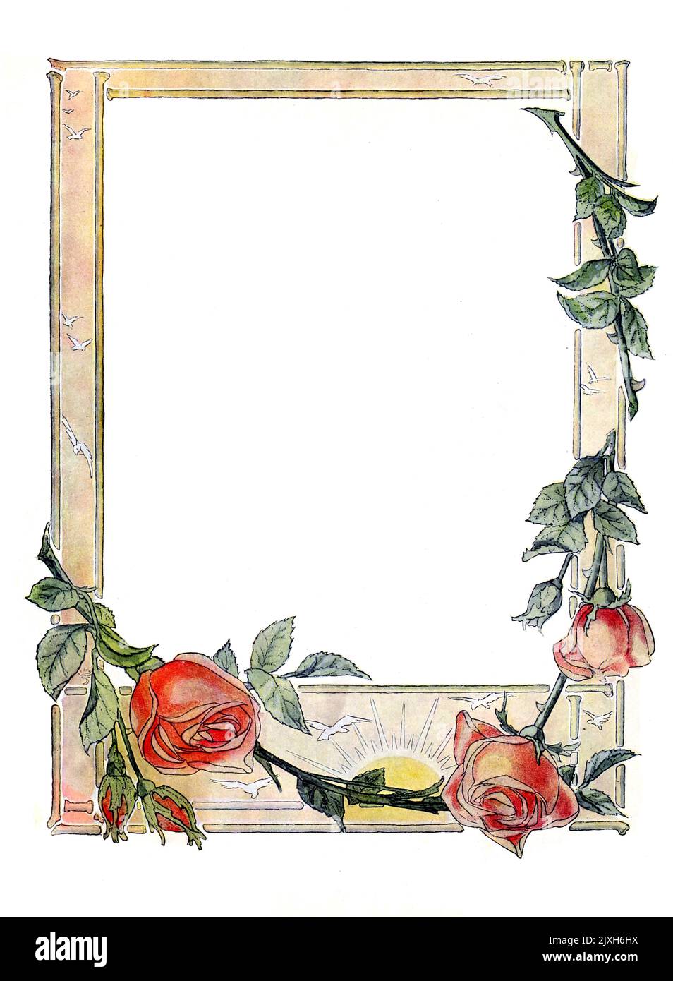 Blumenrahmen Dekorationen auf weißem Hintergrund von Earl Stetson Crawford veröffentlicht 1909 Stockfoto