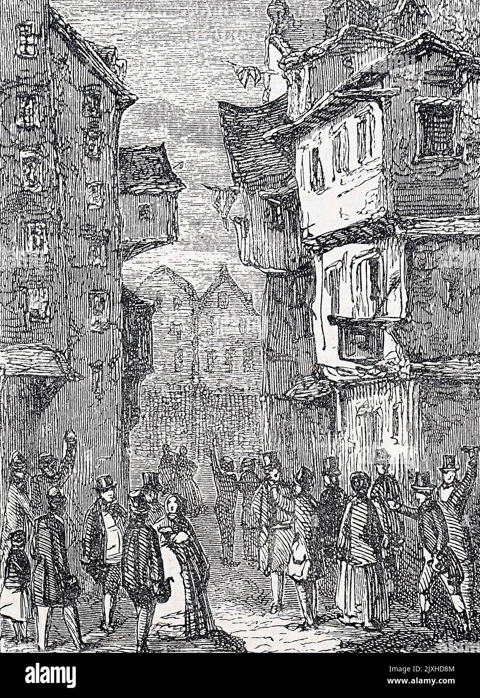 Abbildung einer Neujahrfeier in Edinburgh. Datiert aus dem 19.. Jahrhundert Stockfoto