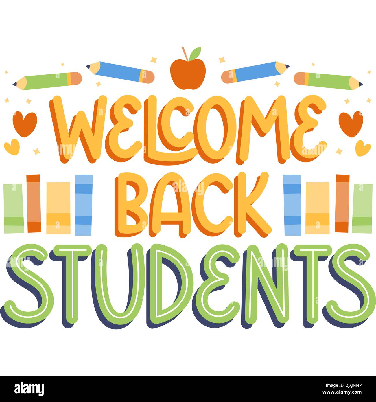 Bunte Schriftzug zurück zur Schule Set Vektor-Illustration. Stock Vektor