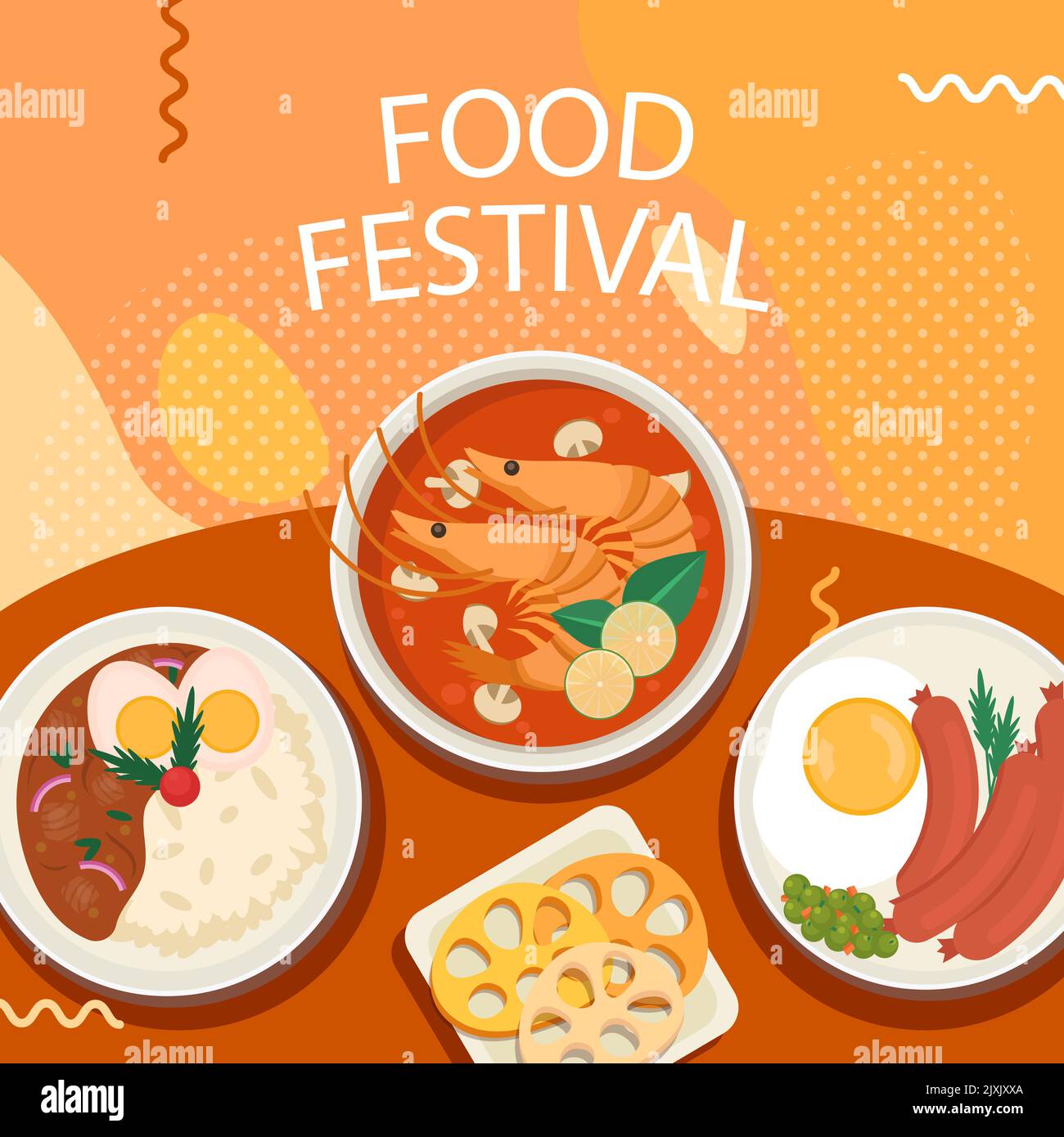 Flaches Design Food Festival Vektor-Illustration. Stock Vektor