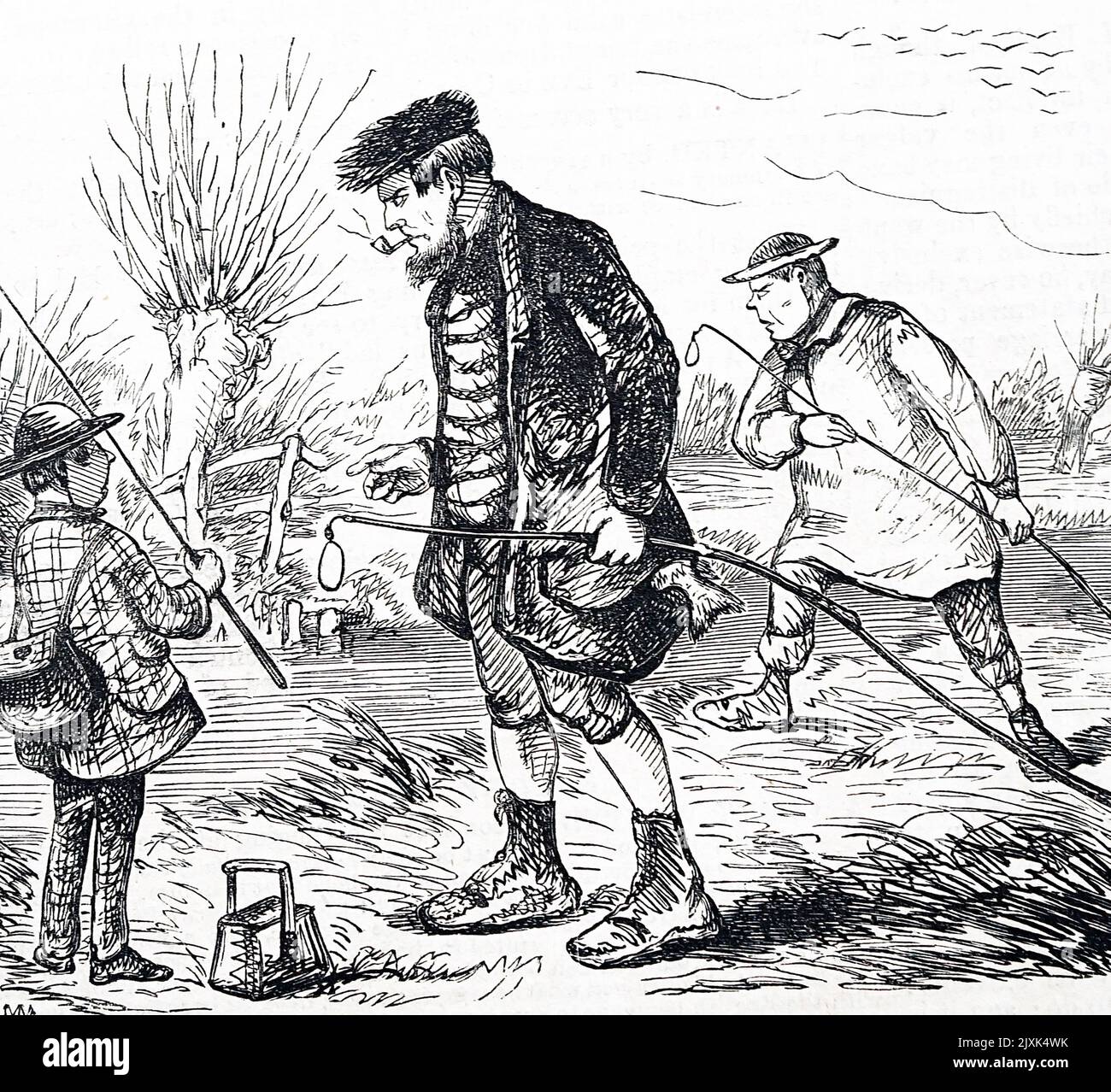 Karikatur, die drei Männer Wilderei zeigt. Datiert aus dem 19.. Jahrhundert Stockfoto