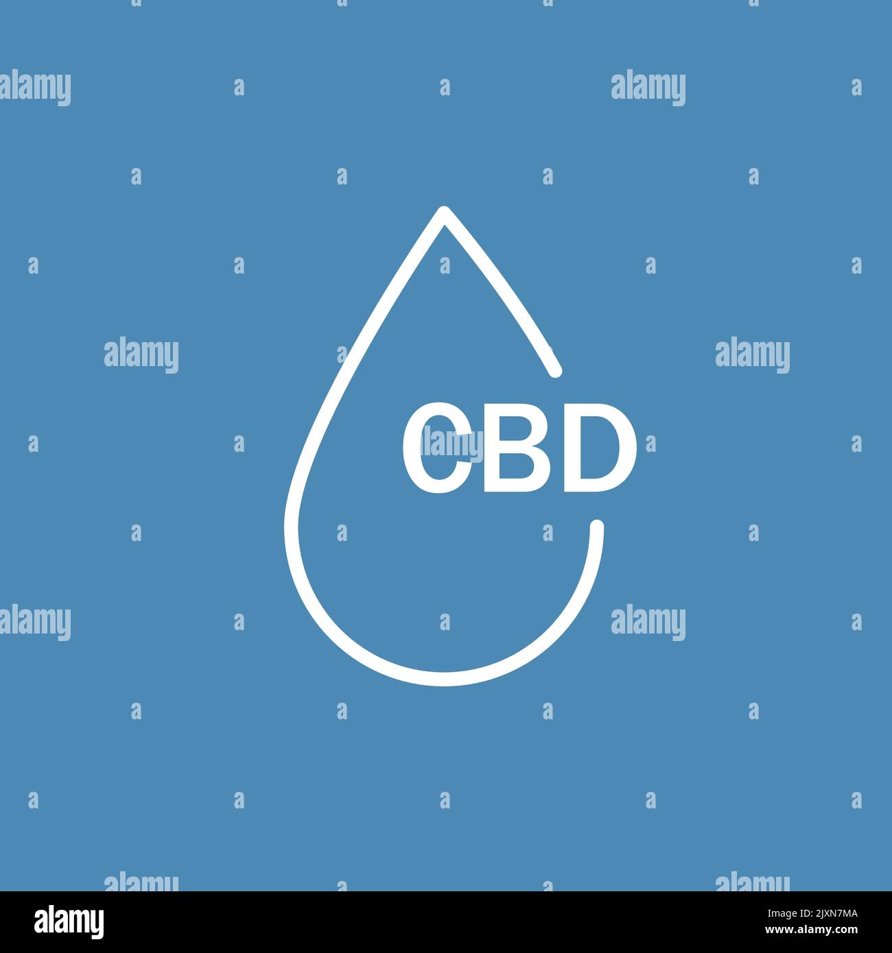 CBD-Schrift mit Liquid Drop Icon oder Logo flach und minimalistisch Stock Vektor