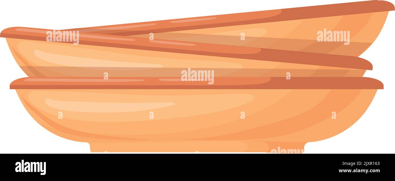 Tonplatten stapeln sich. Cartoon Keramik rustikale Schale isoliert auf weißem Hintergrund Stock Vektor