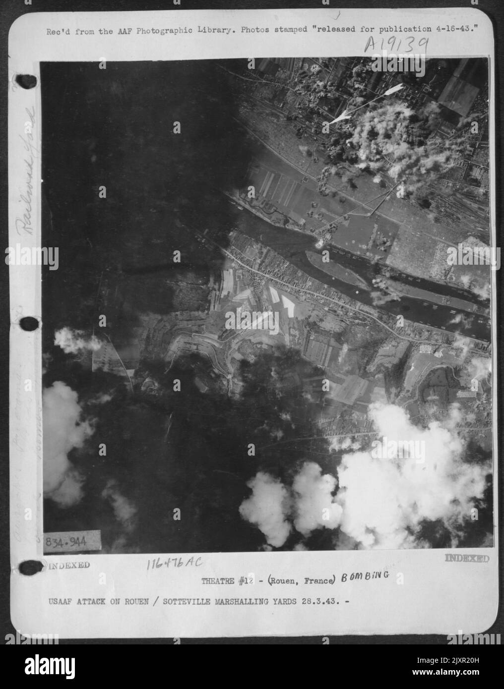 Usaaf Angriff Auf Rouen / Sotteville Rangierbahnhof 28,3.43. Stockfoto