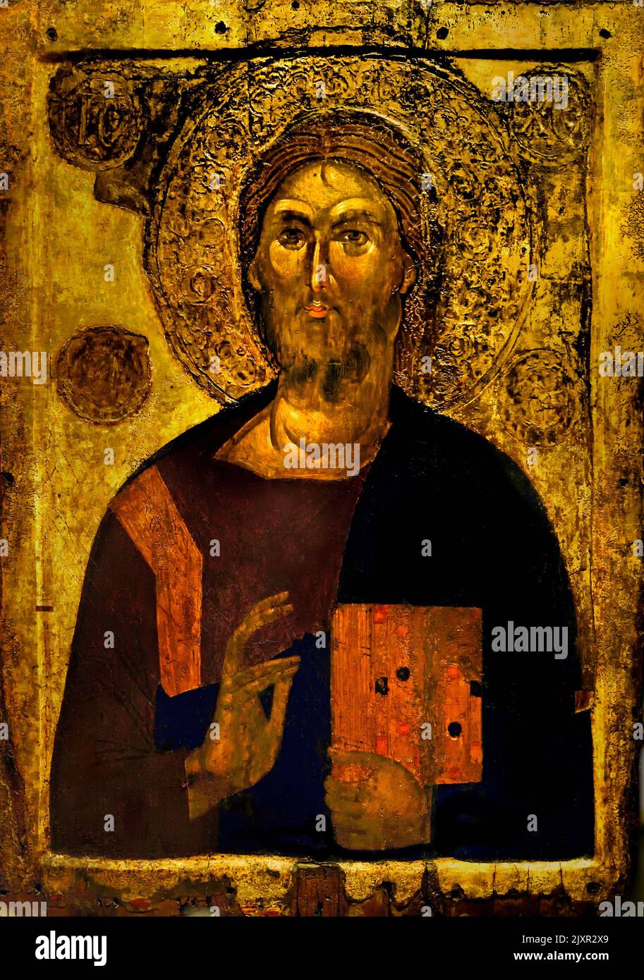 Christ Pantokrator - Pandokrator, 14. Jahrhundert, byzantinisches und christliches Museum in Athen, Stockfoto