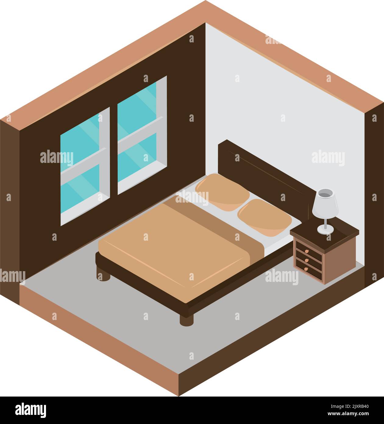 Isometrisches Schlafzimmer Haus Stock Vektor