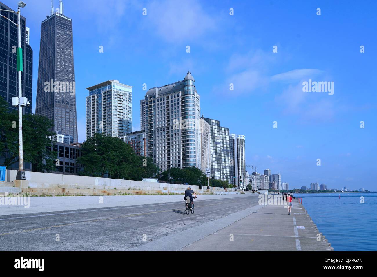Chicago Waterfront Trail zum Radfahren und Joggen in der Gold Coast Gegend Stockfoto