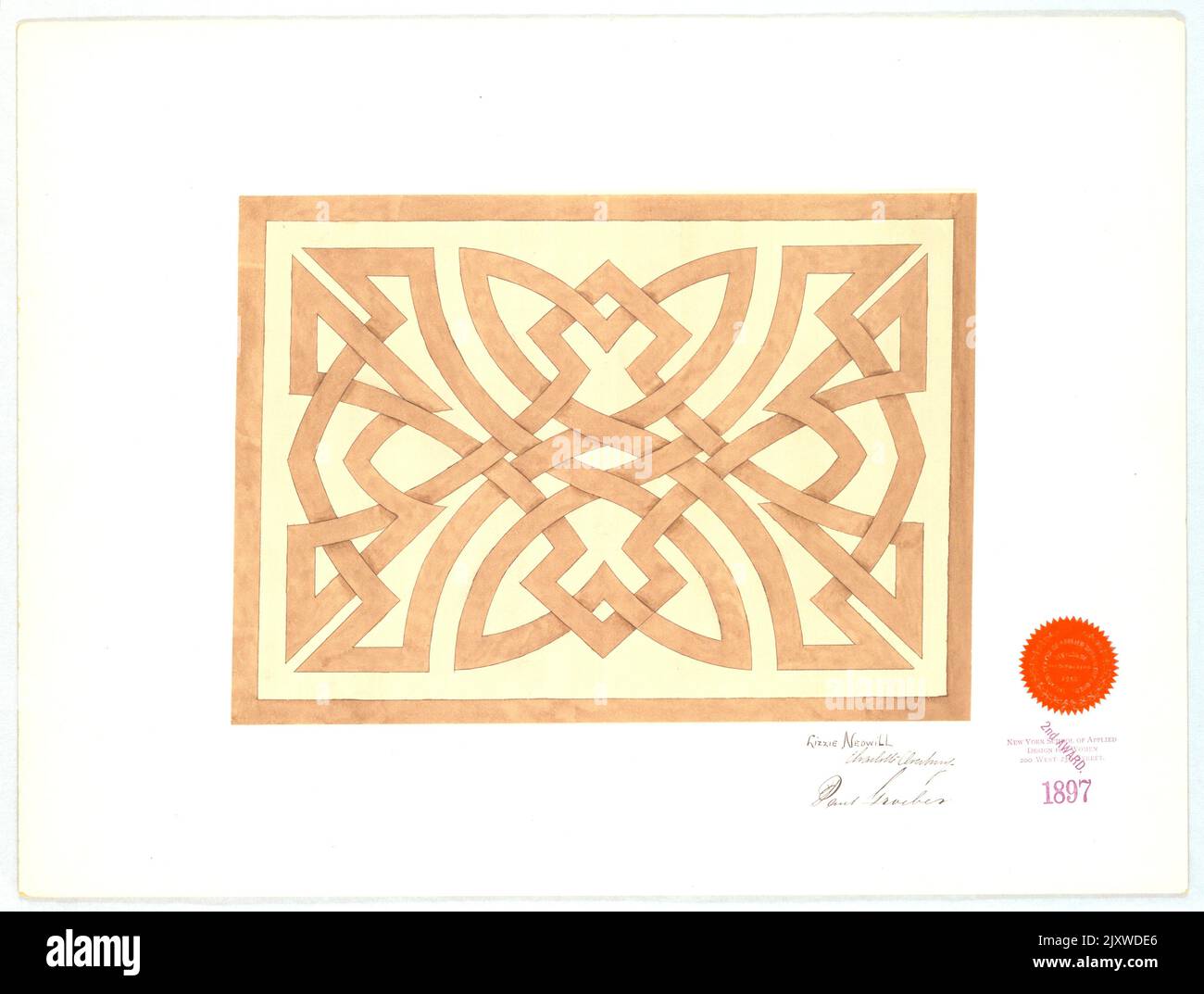 Elizabeth A Nedwill - New York School of Applied Design for Women Award - Interlacing Design - 1897 Stockfoto