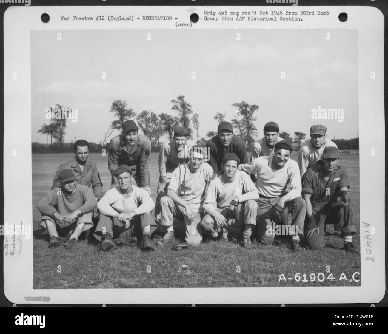 Baseballteam der 303. Bomb Group, England. 23 Mai 1943. Stockfoto