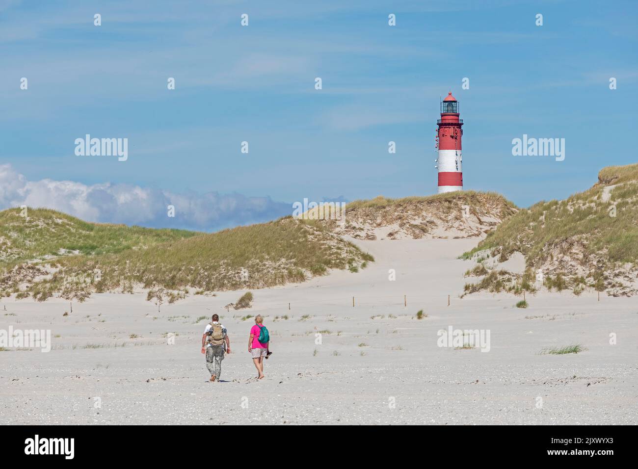Kniepsand Strand, Dünen, Leuchtturm, Insel Amrum, Nordfriesland, Schleswig-Holstein, Deutschland Stockfoto