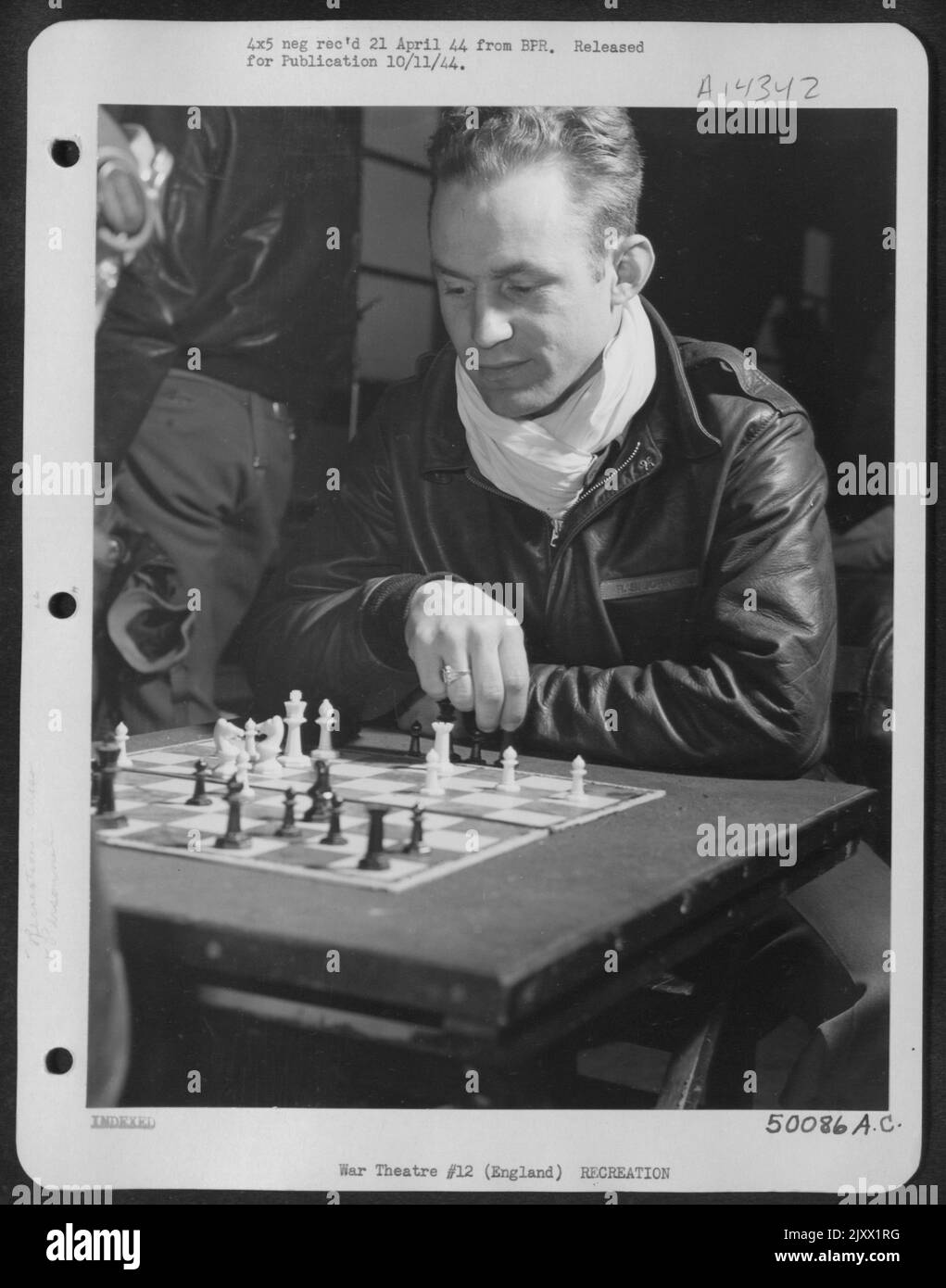 England-1. LT. Robert S. Johnson, Lawton, Oklahoma, hat 16 Flugzeuge zu seinem Verdienst. Stockfoto