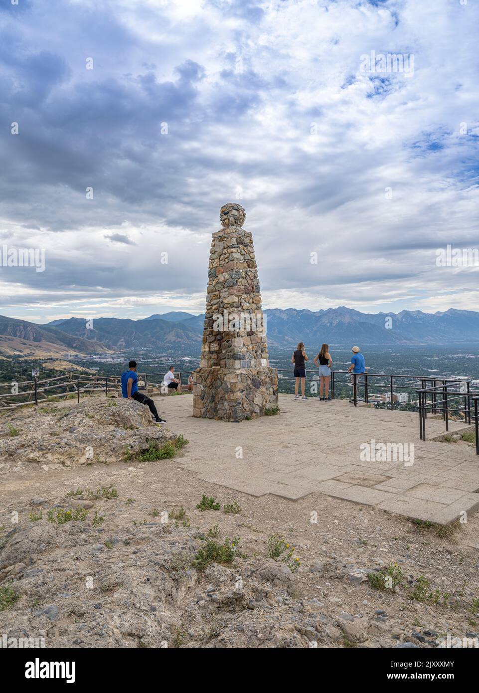 Das Fähnrich Peak Monument auf der Spitze des Weges, Salt Lake City, Utah, USA Stockfoto