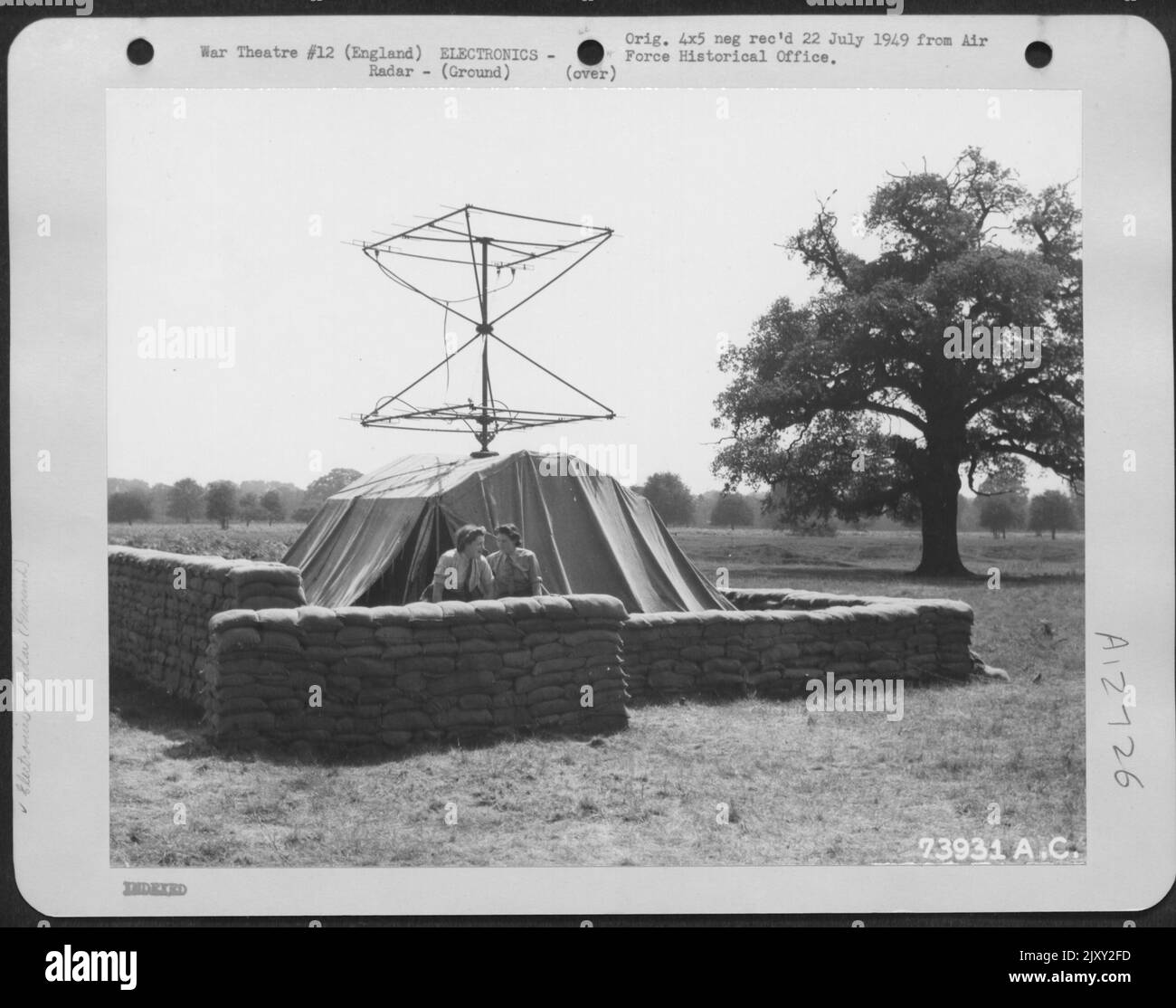 Radarinstallation Im Camp Griffiss, England. Stockfoto