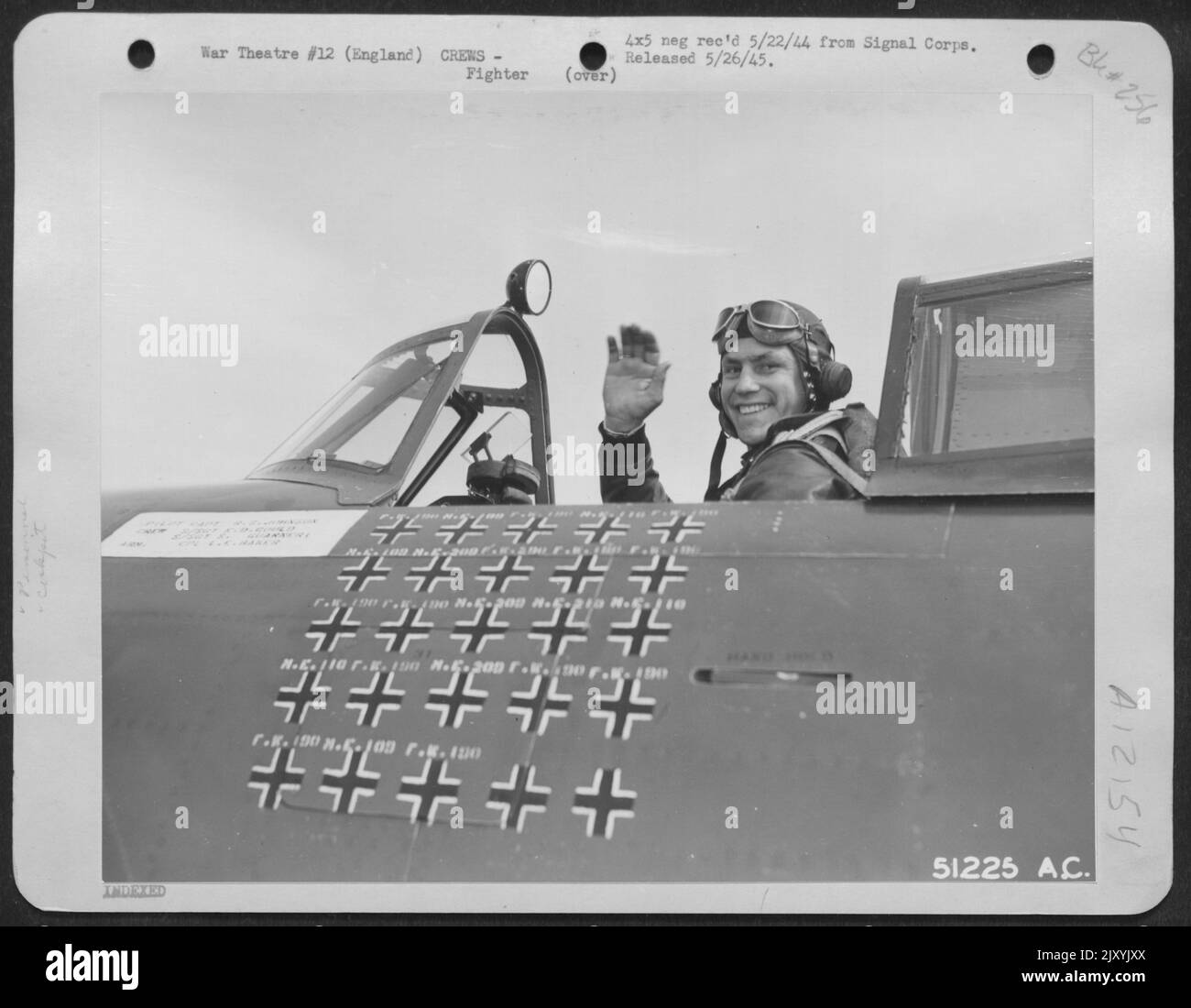 Capt. Robert S. Johnson, 1201 'C' Street, Lawton, Oklahoma, bester Kampfpilot. Stockfoto