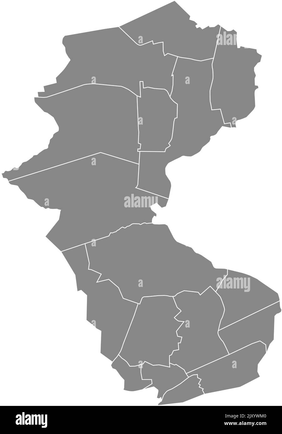 Graue Bezirkskarte von BOTTROP, DEUTSCHLAND Stock Vektor