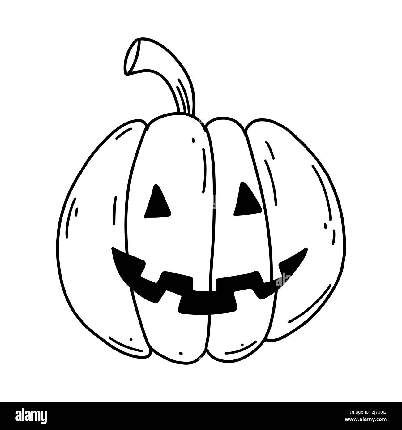 Handgezeichneter Halloween-Kürbis mit Doodle. Vektor-Skizze Illustration, Linienkunst für Web-Design, Symbol, Druck, Malseite Stock Vektor