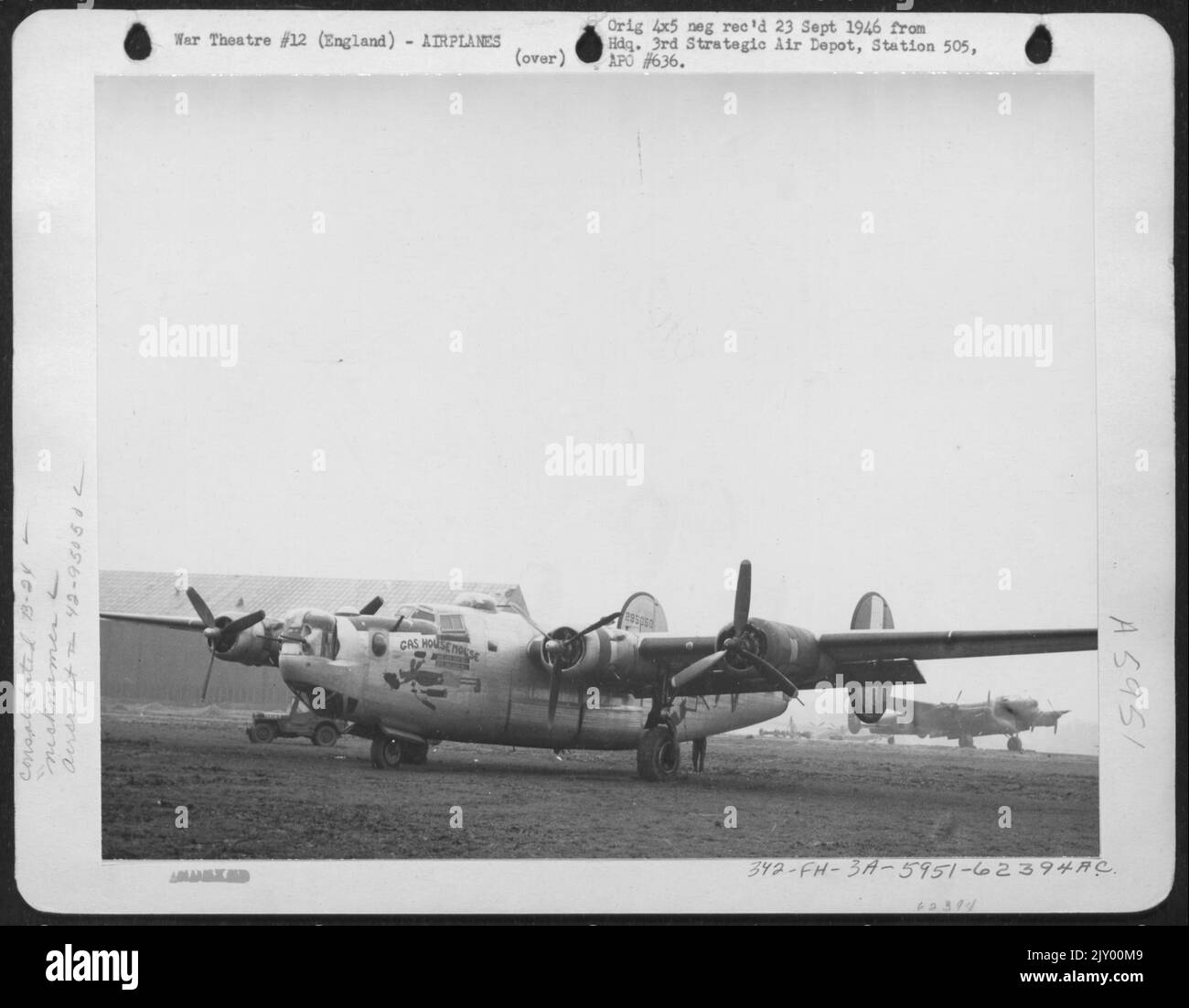 Konsolidierte B-24h „Gas House Mouse“ auf der Raf Base, Manston, Kent, England. 13. Dezember 1944. (Flugzeug Nr. 42-95050). 458Th BG, 752Nd Bs. Stockfoto