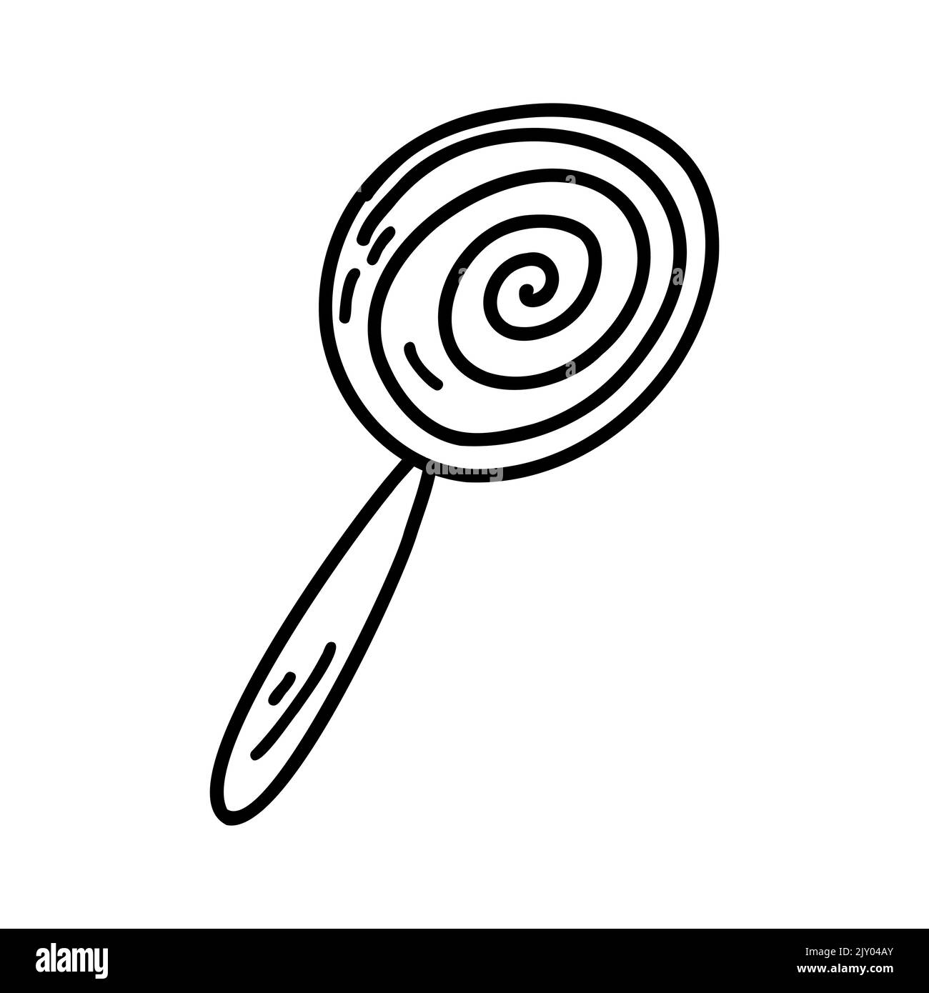 Handgezeichneter Doodle Lollipop. Vektor-Skizze Illustration, Linienkunst für Web-Design, Symbol, Druck, Malseite Stock Vektor