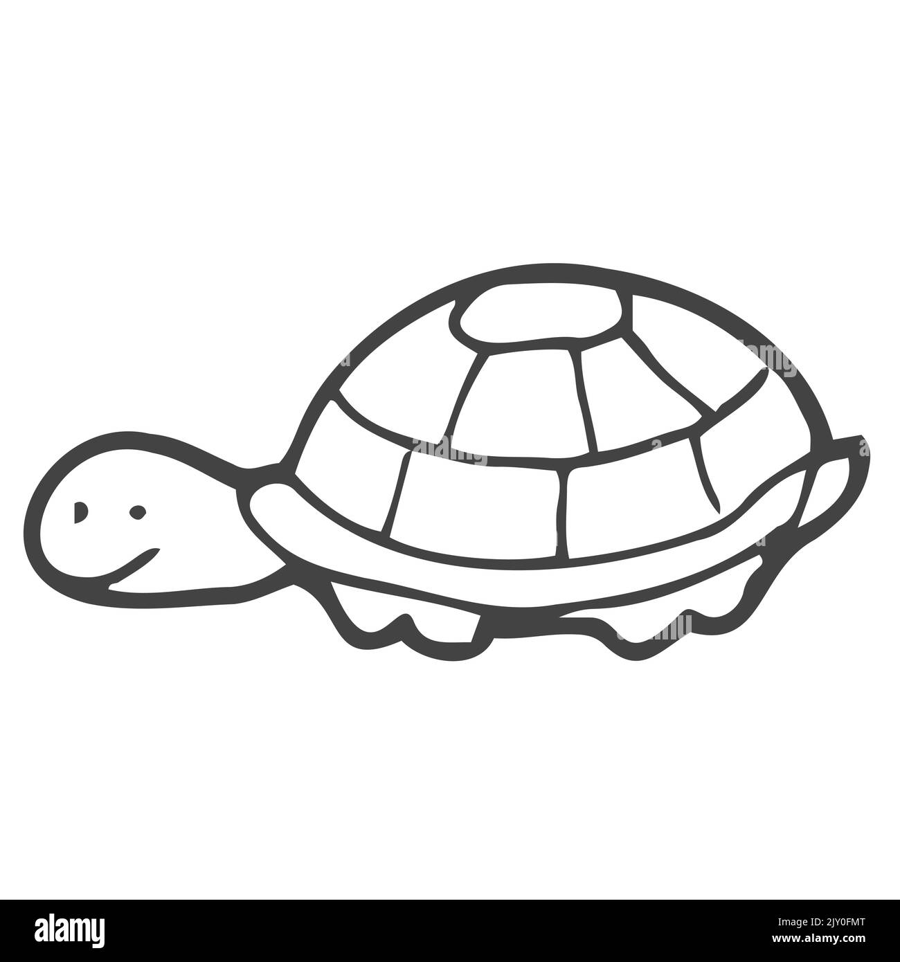 Handgezeichneter Schildkrötenkritzel. Symbol für Skizzenstil. Dekorationselement. Isoliert auf weißem Hintergrund. Flaches Design. Stock Vektor