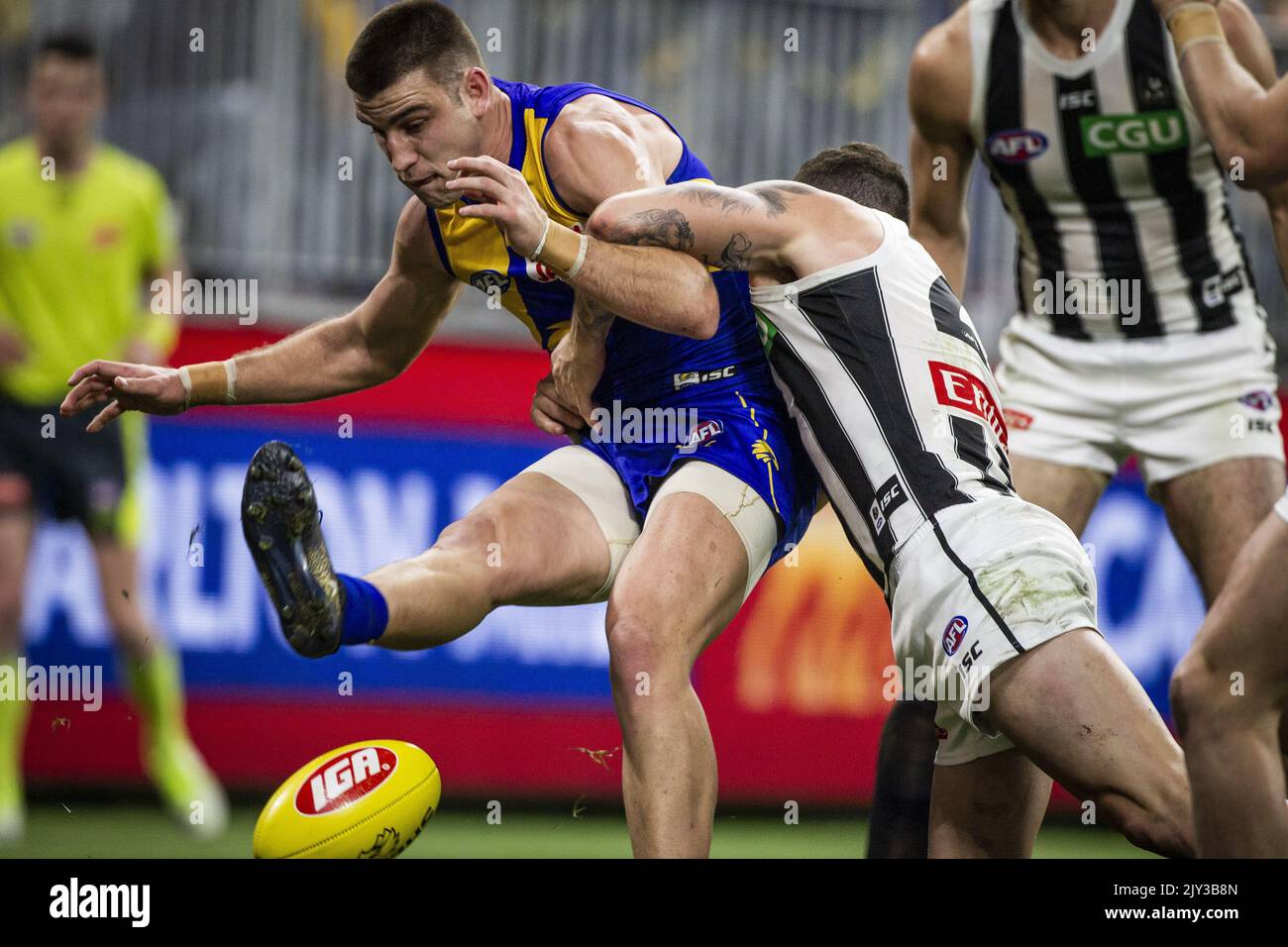 Elliot Yeo von den Adlern während des AFLSpiels der Runde 17 zwischen