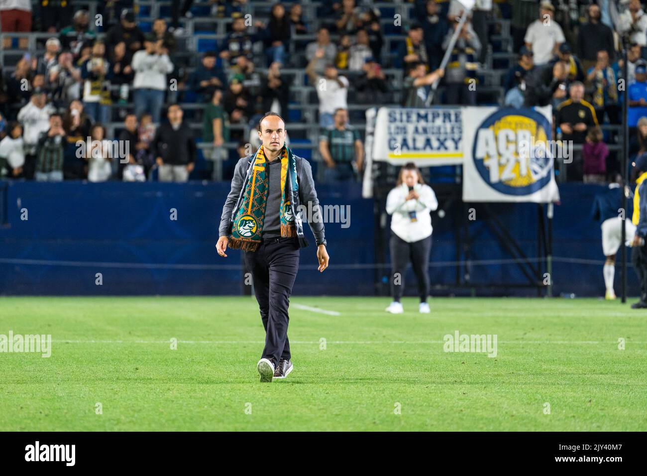 Der loyale Manager Landon Donovan aus San Diego tritt in ihrem Spiel im Lamar Hunt US Open Cup gegen LA Galaxy vom Feld Stockfoto