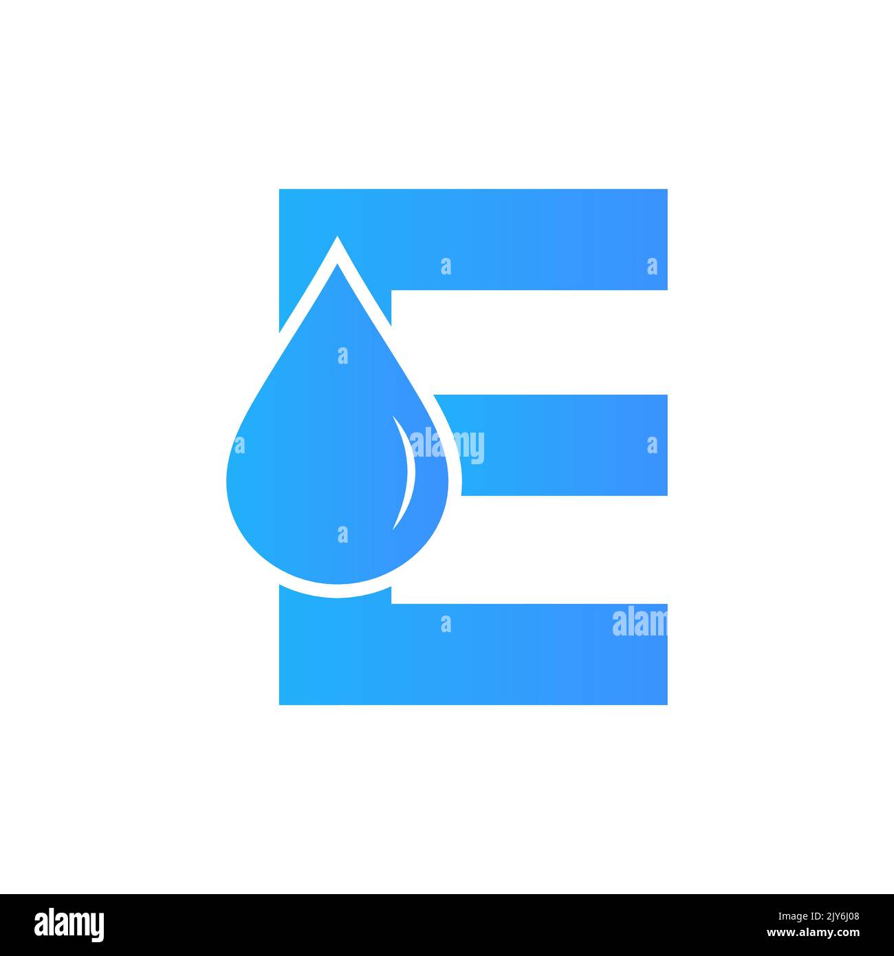 Vektor-Vorlage für Wasserlogo mit Buchstabe E. Wassertropfen-Logo Stock Vektor