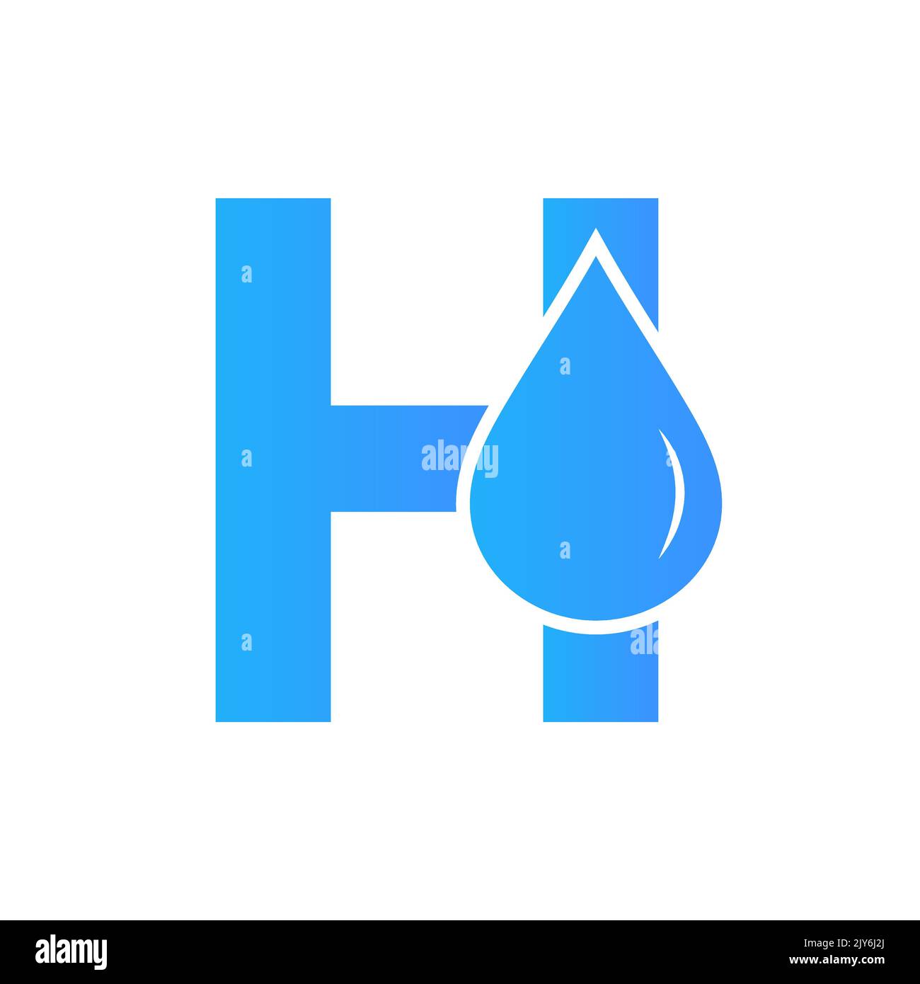 Vektor-Vorlage für Wasserlogo mit H-Buchstabe. Wassertropfen-Logo Stock Vektor