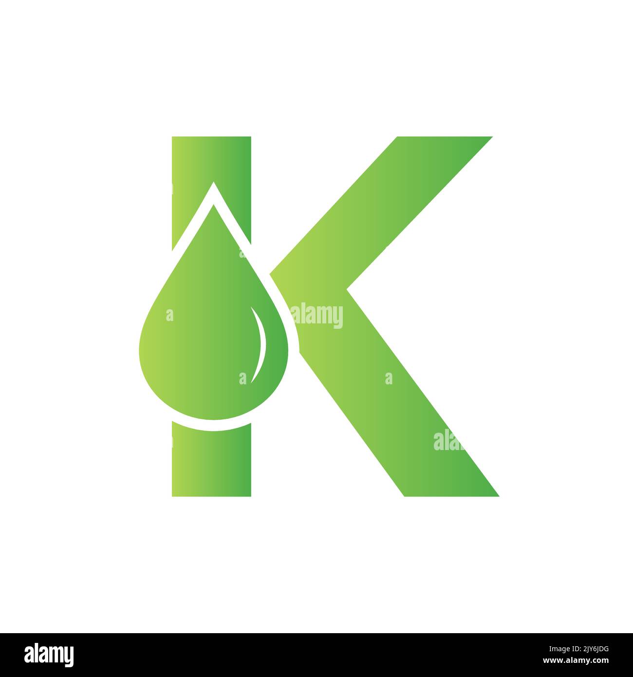 Vektorvorlage für Wasserlogo mit dem Buchstaben K. Wassertropfen-Logo Stock Vektor