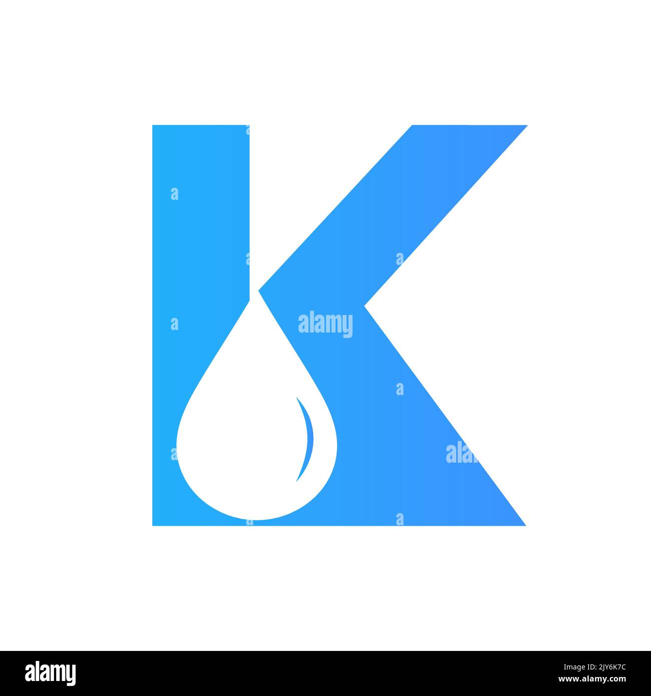 Vektorvorlage für Wasserlogo mit dem Buchstaben K. Wassertropfen-Logo Stock Vektor