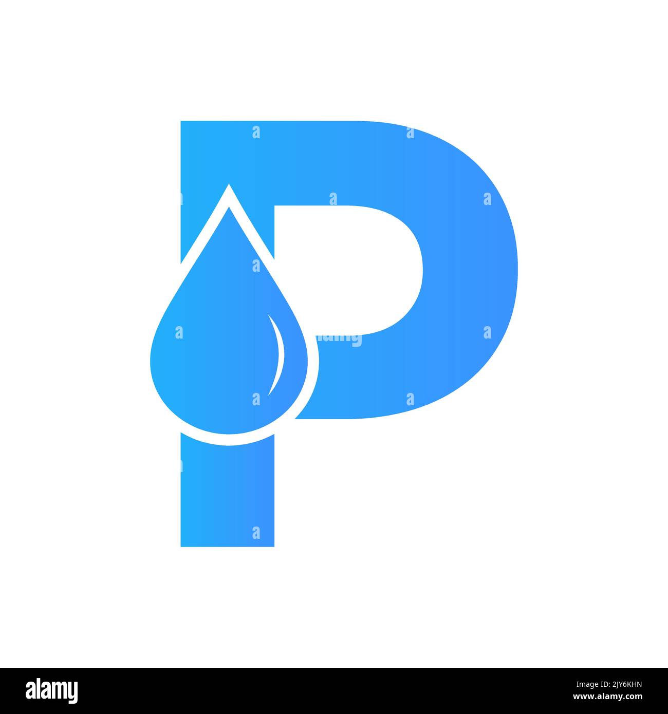 Vektorvorlage für Element „Wasserlogo“ mit dem Buchstaben P. Wassertropfen-Logo Stock Vektor