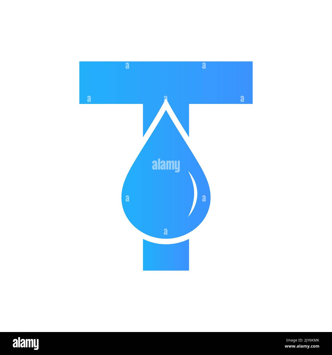 Vektor-Vorlage für Wasserlogo-Element mit T-Zeichen. Wassertropfen-Logo Stock Vektor