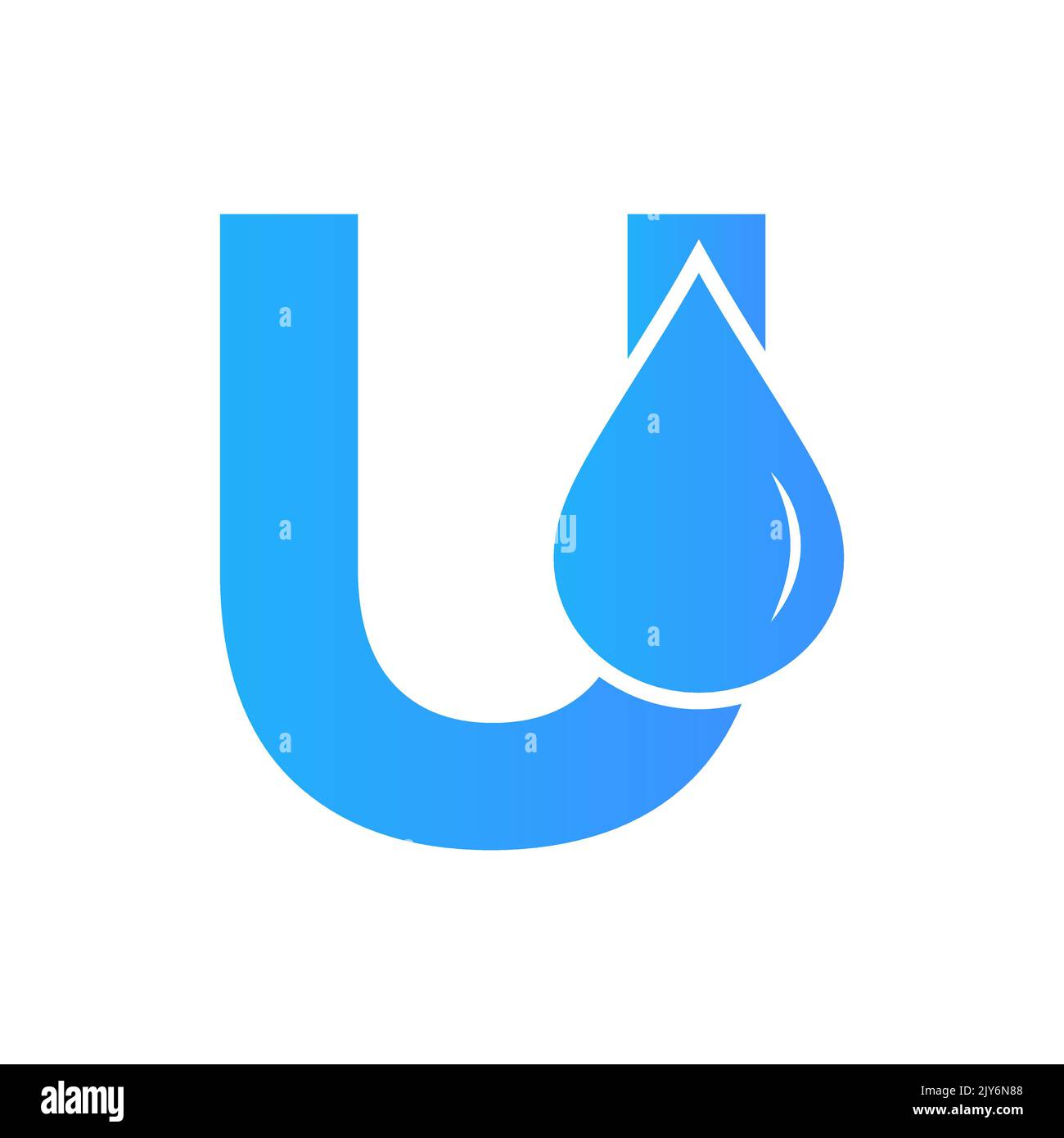 Vektorvorlage für Element „U-Wasserlogo“. Wassertropfen-Logo Stock Vektor