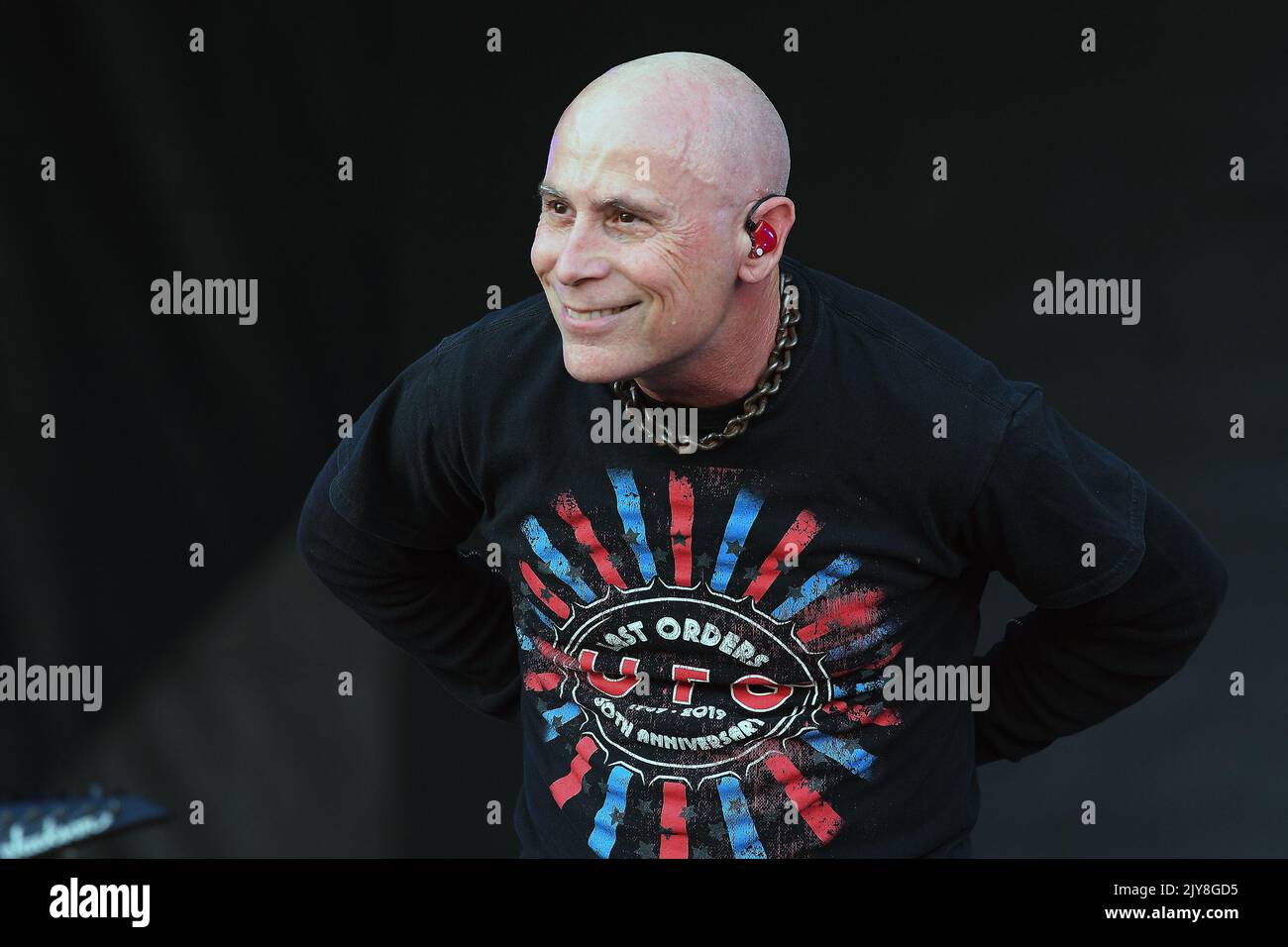 Rio de Janeiro, Brasilien,2. September 2022. Der amerikanische Sänger John Bush bei einem Konzert der Band Metal Allegiance im Rock in Rio 2022, in der Stadt o Stockfoto