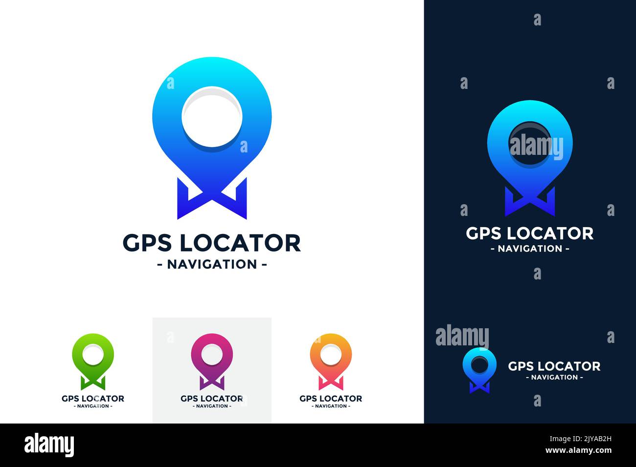 Farbenfrohe vorlage für das gps-Locator-Logo. Symbolvektor für die Pinposition. Kreatives konzept für gps-Kartenpunkte. Stock Vektor